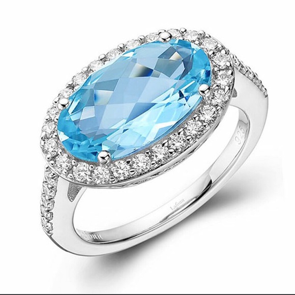 Lafonn's Sideways Oval Sky Blue Topaz RingNWT